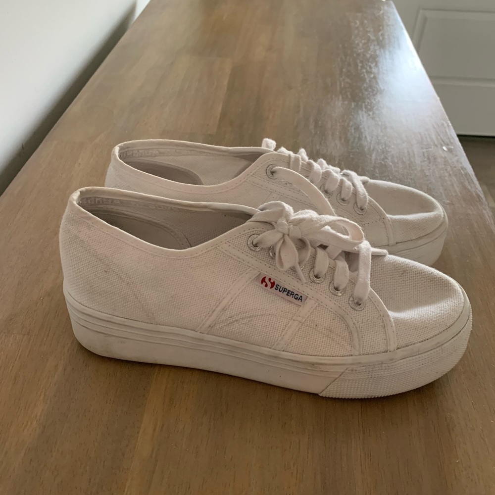 Superga White Canvas Platform Sneaker - Picture 4 of 5